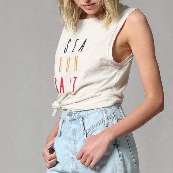 NWT Embroidered Sea Sun Salt 100% Cotton Tank Top - Picture 4 of 7